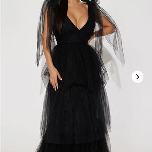 Fashion Nova Black Tulle Maxi Dress